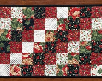 Floral Easy Squares Quilted Table Runner