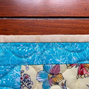 Blue and Yellow Floral with Butterflies Quilted Table Runner image 6