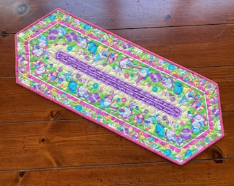 Easter Stripe Pink Small Quilted Table Runner B