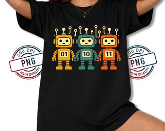 01 10 11 Robot Coding PNG, Binary Code Robot Design, Programmer Tech Cartoon Digital Download