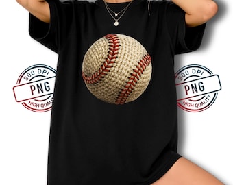 Crochet Yarn Style Sports Baseball PNG: Cozy Handmade Texture Digital Download for Sublimation