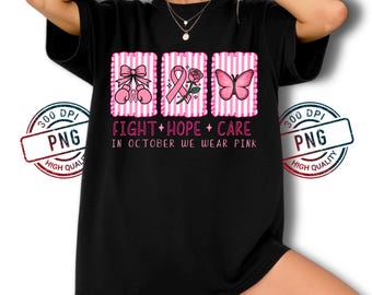 Brustkrebs Bewusstsein PNG: Fight Hope Care Design (digitaler Download)