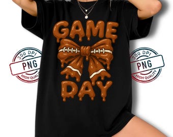 Drippy Bow Football PNG: Game Day Sports Design (Digital Download)
