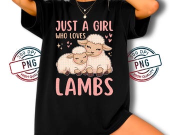 Lambs PNG, Farm Animal Girl Design (Digital Download)
