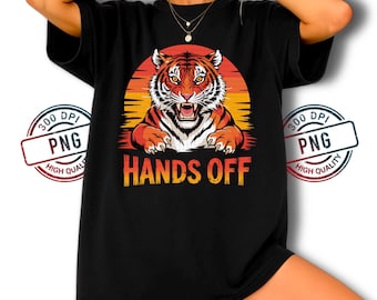 Retro Sunset Tiger PNG: Wildes Tierliebhaber Design (Digitaler Download
