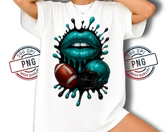 Philadelphia Football PNG: Teal Lips, Helmet, Ball Drip Art (Digital Download)