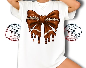 Football Bow PNG: Dripping Chocolate Style Game Day Digital Download