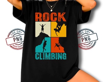 Retro Rock Climbing PNG: Sztuka vintage outdoorowej przygody (pobieranie cyfrowe)