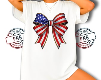 American Flag Bow PNG: Patriotic 4th of July Digital Art