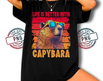 Capybara PNG: Funny Retro Animal Sunglasses Digital Design