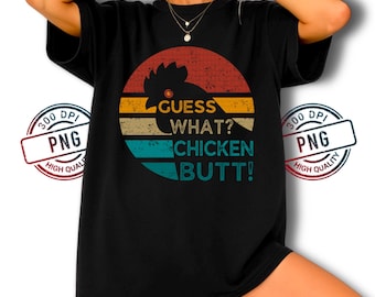 PNG engraçado de bunda de frango: design retrô de animal de fazenda (download digital)