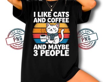 Cats and Coffee PNG Design: Funny Cat Lover Digital Art