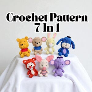 Winnie the Pooh Amigurumi Toy Cute Crochet Plush Pattern Handmade Kawaii Gift Digital File Pdf