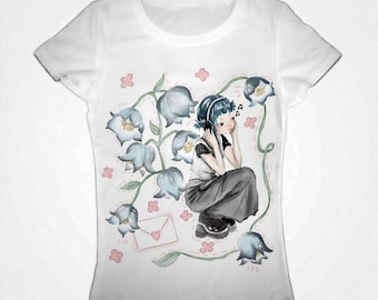 Camiseta gráfica Y2K, linda camiseta urbana, camiseta de arte kawaii para atuendos casuales de todos los días.