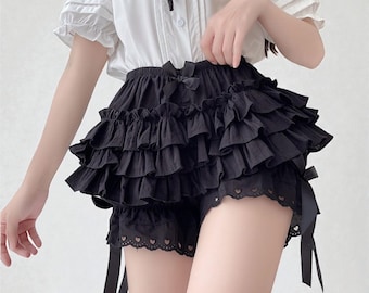 Minifalda con lazo y coqueta, bonita parte inferior con ribete de encaje, atuendo kawaii Y2K de chica suave.