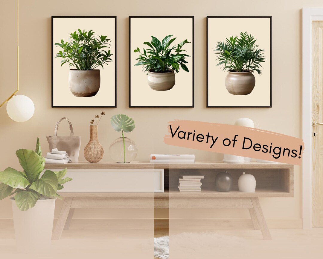 Modern Greenery Wall Art Plant Decor Botanical Print Set Neutral Home ...