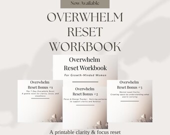 Overwhelm Reset Workbook for Growth-Minded Women | Printable Clarity & Focus Bundle