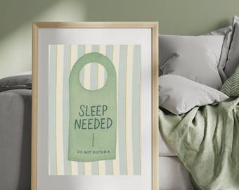Stampa "Sleep Needed", stampa per camera da letto, stampe divertenti per camera da letto, decorazioni per camera da letto, poster per camera da letto (SOLO STAMPA, cornice non inclusa)