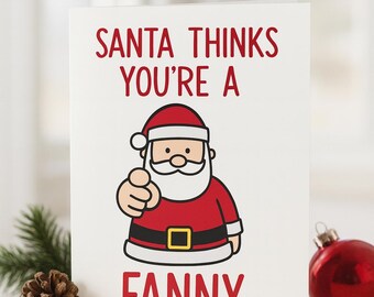 Biglietto di Natale "Babbo Natale pensa che tu sia una figa" - Biglietti di Natale scozzesi