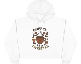 Coffee Lover Crop Hoodie - Relaxed Fit, Soft Cotton Blend