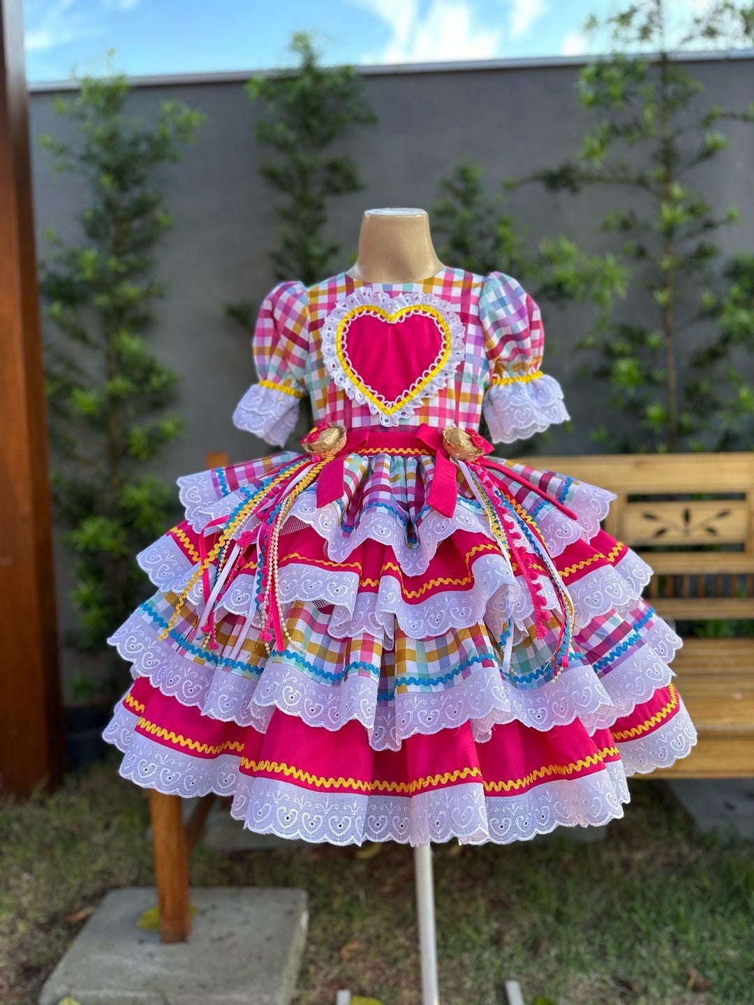 Luxury Brazilian Festa Junina Dress  100% Cotton Handmade Boutique Folk  Outfit for Girls, Colorful Cultural Party Dress - Etsy UK