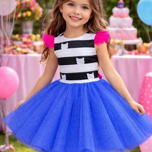 Gabby’s Dollhouse Inspired Dress | Sparkle Tulle Birthday Dress with Pink Sequin Jacket & Cat Ears Headband | Handmade Princess Outfit