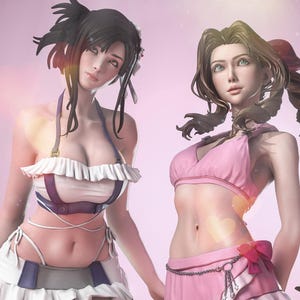 Two Servant Anime NSFW Girls STL File | 3D Printable Ecchi Duo Figure | Sexy Anime Statue