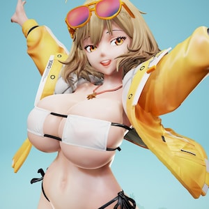 Cute Anime Girl NSFW STL File  3D Printable Ecchi Figure Adorable & Sexy Anime Statue