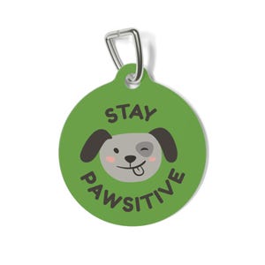 Personalized &quot;Stay Pawsitive&quot; Pet ID Tag: Custom Dog Accessories