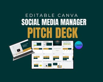Social Media Manager Pitch Deck Canva Template, Client Proposal, Digital Marketing Proposal, 3 Month Strategy Plan