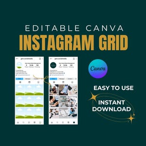 Canva Instagram Grid Mall, Mockup för flödesplanerare (digital nedladdning)