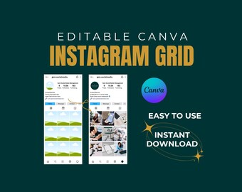 Canva Instagram Grid Template, Feed Planner Mockup (Digital Download)