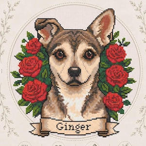Custom Pet Cross Stitch Pattern PDF Download | Personalized Pet Portrait Embroidery Pattern