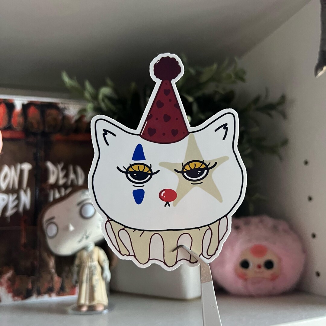 Clown Cat : Waterproof Vinyl Sticker - Etsy