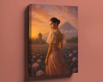 Filipina Portrait Canvas Art: Magayon, Rose Garden Sunset