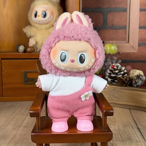 17cm Labubu Bunny-Themed Outfit – Pink Ensemble with Flower Accessory | Pop Mart Gift Set for Collectors