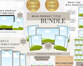 Etsy Listing Mockup Bundle: 160 Canva Templates + 3000 Faceless Reels (MRR/PLR) Digital Download
