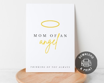 Mom of an Angel Baby Loss Card, Miscarriage Sympathy Card, Pregnancy & Infant Loss Printable