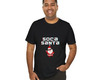 Soca Santa Tee, Parang, Trinidad Christmas vibes, Holiday Wear, Fun Party Tee, , Funny Santa Tee, Island Christmas Party Tee