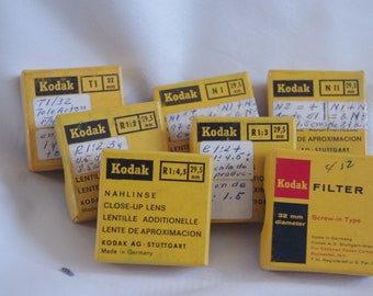 set of vintage Kodak lenses and filter (6 lenses and a filter) for analog camera