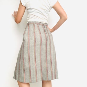 Vintage 1970s midi skirt, stripes in wool, small size, mexican vintage, office outfit