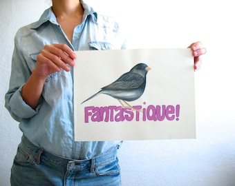 Original painting in watercolor - 9 x 12 inch free acid paper, pet portrait, bird quote