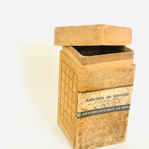 Contenedores de cajas de cartón de boticario vintage, medicina antigua coleccionable de la década de 1930, paquete original
