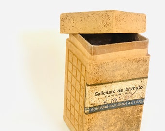Vintage apothecary cardboard box containers, old medicine collectible from 1930’s, original package