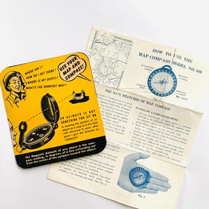 Vintage Landkarte Kompass Modell Nr. 880, magnetischer Azimut, hergestellt in Tokyo, Japan mit dem Yokoyama-Kompass, seltenes Objekt aus den 1950er Jahren