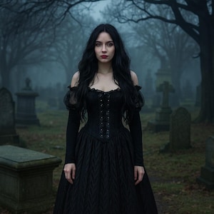 Gothic Black Dress Cosplay Costume – Halloween Carnival Outfit
