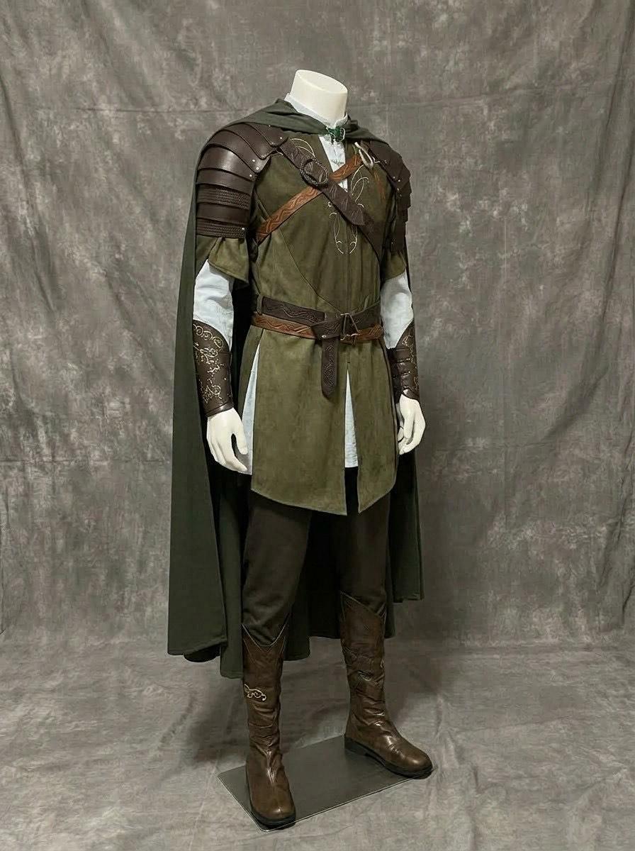 Medieval Ranger Cosplay Costume Full Set Cloak Leather Armor Fantasy ...