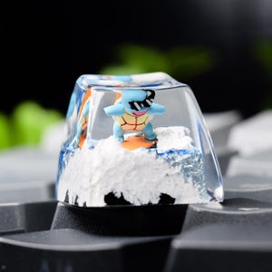 Squir.tle Squad Resin Keycap Surfing, Custom Anime Keycap Artisan, gift for him