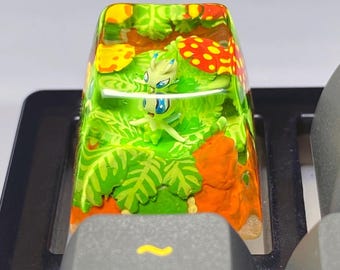 Celi.bi Resin Keycap: Mini Forest with Mushroom, Leaf & Flowers