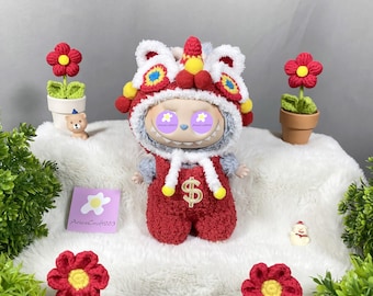 Rotes Einhorn Puppen Outfit, Kleidung für Waldmonster, Kleidung für Waldmonster